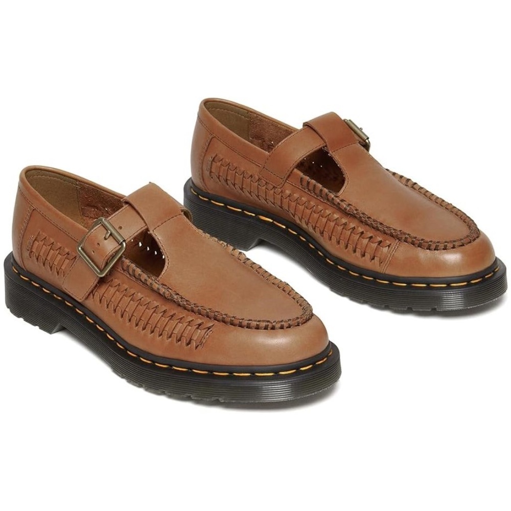 Dr. Martens Adrian T-Bar Leather Mary Jane Shoes in British Tan